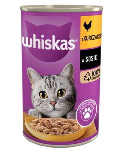 Whiskas Adult 400 g konzerva pro dospělé kočky s kuřecím masem v omáčce