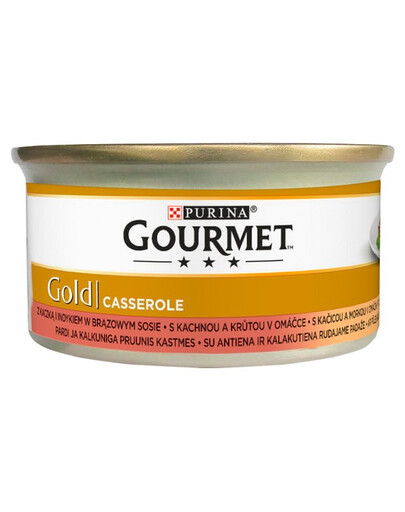 Purina Gourmet Gold Casserole mit Tandem in a Brown Sauce 85 g kachní kousky v hnědé omáčce