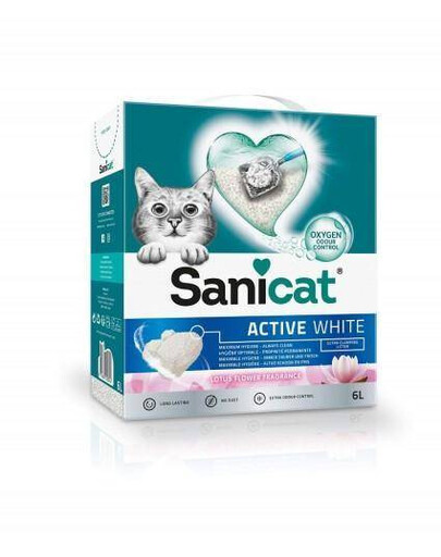 SANICAT Active White bílé bentonitové stelivo s lotosovou vůní 6 l