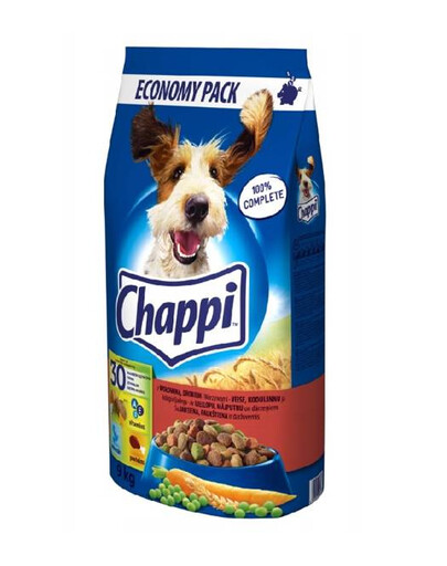 CHAPPI granule pro dospělého psa hovězí, drůbež 9 kg