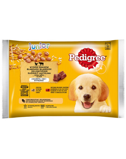 PEDIGREE Junior výběr příchutí s rýží 52x 100 g kapsička pro psy