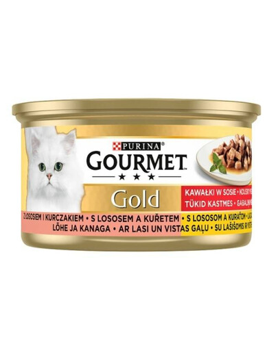 Purina Gourmet Gold konzerva s lososem a kuřetem 85 g 