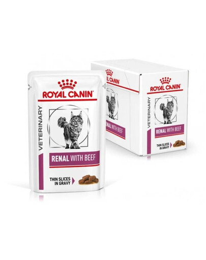 Royal Canin Renal Beef Cat Pouch 12 x 85 g kapsičky s hovězím masem pro dospělé kočky s problémy s ledvinami