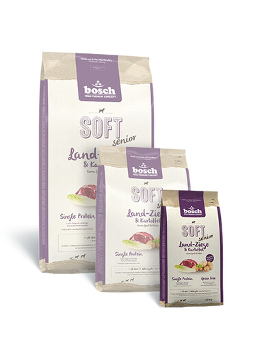 Bosch PetFood Bosch Soft Senior Goat & Potatoes 1 kg granule pro starší psy s citlivým žaludkem koza a brambory