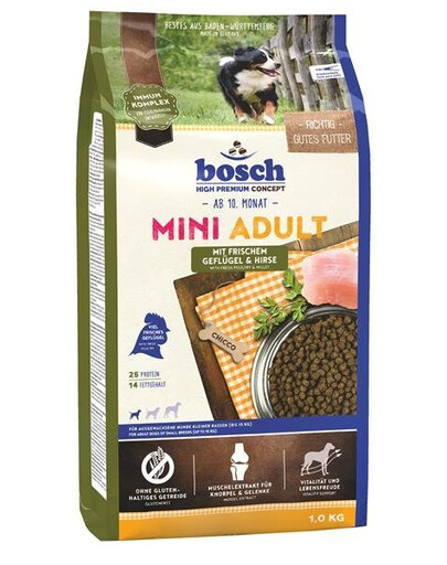 Bosch PetFood Bosch Mini Adult Mit Frischem Geflugel & Hirse granule pro dospělé psy malých plemen s drůbeží a prosem 1 kg