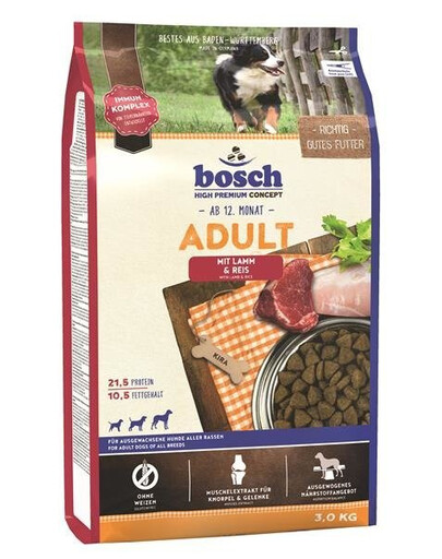 Bosch PetFood Bosch Adult Mit Lamm & Reis 3 kg granule pro dospělé psy s jehněčím masem a rýží