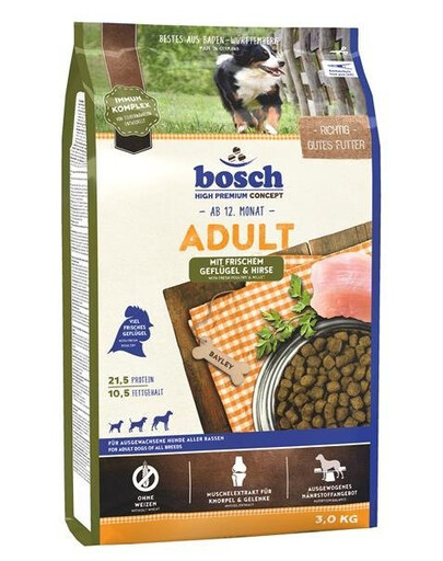 Bosch PetFood Bosch Adult granule pro psy s drůbežím masem a prosem 3 kg