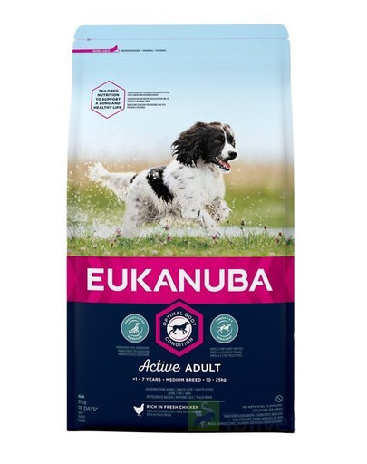 Eukanuba Adult Medium Breed Chicken granule pro psy kuře 3 kg