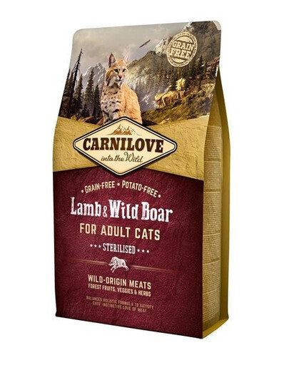 Carnilove For Adults Cats Sterilised Lamb & Wild Boar 2 kg granule pro dospělé kočky po sterilizaci se zvěřinou a jehněčím masem