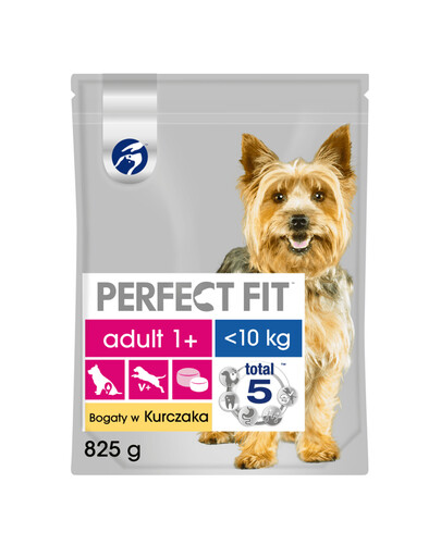 Perfect Fit Adult 1+ XS/S granule pro dospělé psy malých plemen s vysokým obsahem kuřecího masa 825 g