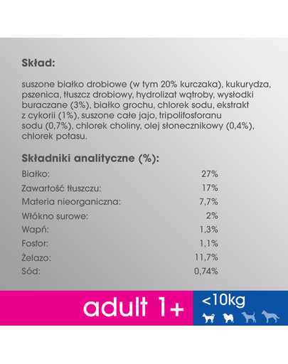 Perfect Fit Adult 1+ XS/S granule pro dospělé psy malých plemen s vysokým obsahem kuřecího masa 825 g