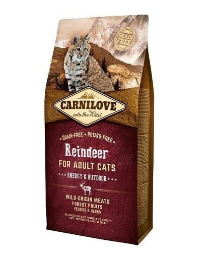 Carnilove For Adult Cats Energy & Outdoor Reindeer 400 g granule pro aktivní dospělé kočky se sobem