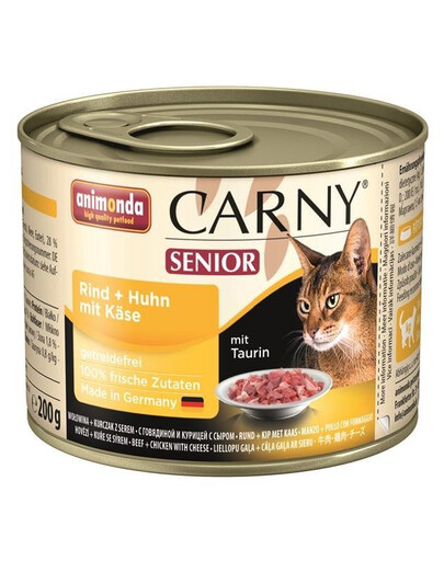 Animonda Carny Senior Mit Huhn + Kase 200 g konzerva s kuřecím masem a sýrem pro starší kočky