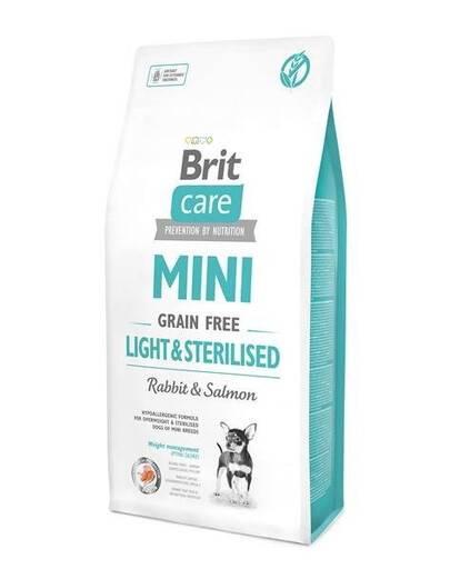 Brit Care Mini Grain-Free Light & Sterilised hypoalergenní krmivo bez obilovin pro dospělé psy miniaturních plemen s nadváhou nebo sterilizované psy 7 kg