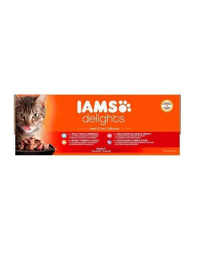 IAMS Cat Delights Adult All Breeds Land&Sea in Jelly Pouch 48x 85 g