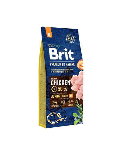 Brit Premium By Nature Junior Medium Chicken granule pro mladé psy středních plemen s kuřecím masem 15 kg