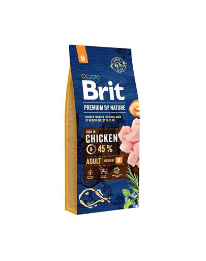 Brit Premium By Nature Adult Medium Chicken v granulích pro dospělé psy středních plemen s kuřecím masem 15 kg