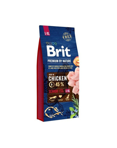 Brit Premium By Nature Senior Large/Extra Large Chicken granule pro starší psy velkých a obřích plemen s kuřecím masem 15 kg