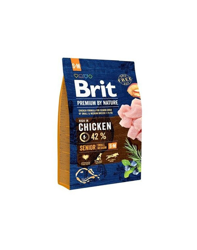 Brit Premium By Nature Senior Small/Medium Chicken granule pro starší psy malých a středních plemen s kuřecím masem 3kg