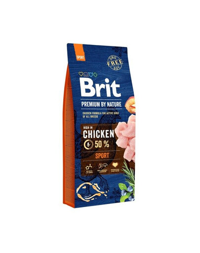 Brit Premium By Nature Sport Chicken 15 kg - granule pro aktivní psy s kuřecím masem