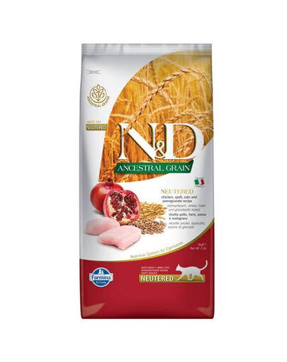 Farmina N&D Ancestral Grain Neutred Chicken Adult 5 kg granule pro dospělé kočky s kuřecím masem