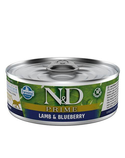 Farmina N&D Cat Prime Lamb & Blueberry 80 g - konzerva pro kočky s jehněčím masem a borůvkami