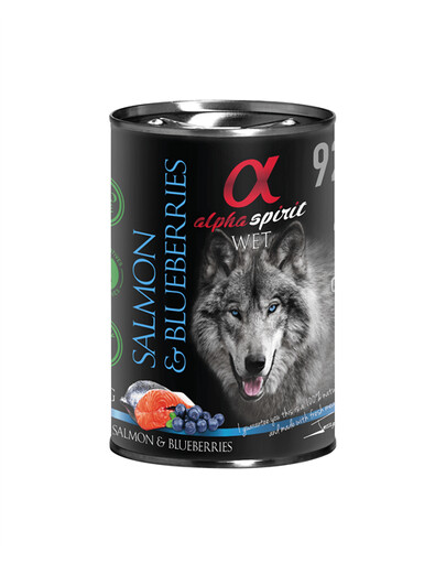 Alpha Spirit Adult All Breed Salmon & Blueberries 400g - vlhké krmivo pro dospělé psy všech plemen losos & borůvky 400g