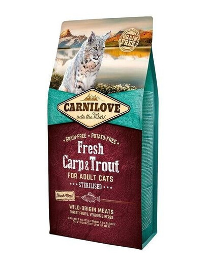 Carnilove Fresh For Adult Cats Sterilised Carp & Trout 6 kg granule pro dospělé sterilizované kočky s kaprem a pstruhem