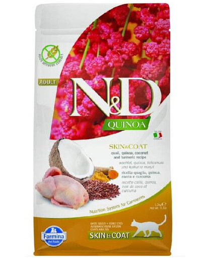 Farmina Cat N&D Quinoa Skin Coat granule s pro dospělé kočky s křepelčím masem 1,5 kg