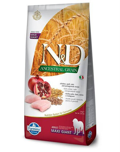 Farmina N&D Ancestral Chicken Pomegranate Puppy Medium&Maxi 12 kg granule pro štěňata středních a velkých plemen Kuře s granátovým jablkem