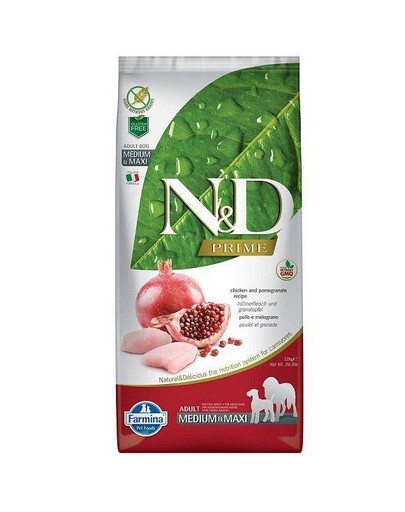 Farmina N&D Prime Dog Chicken Pomegranate Adult MEdium&Maxi 12 kg granule pro dospělé psy středních a velkých plemen s kuřecím masem