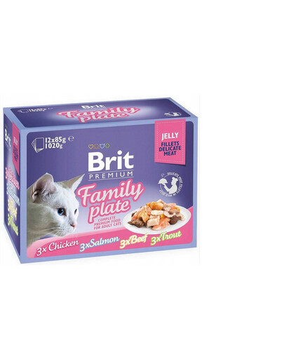 BRIT Premium Cat kapsička želé pro kočky, mix příchutí vlhké krmivo pro dospělé kočky 12x 85 g