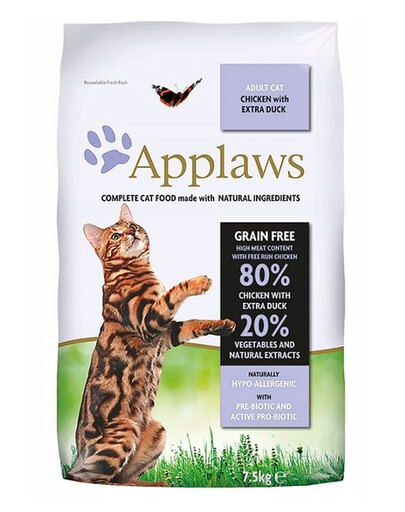 APPLAWS Dry Cat Adult granule pro dospělé kočky s kachním a kuřecím masem 7,5 kg