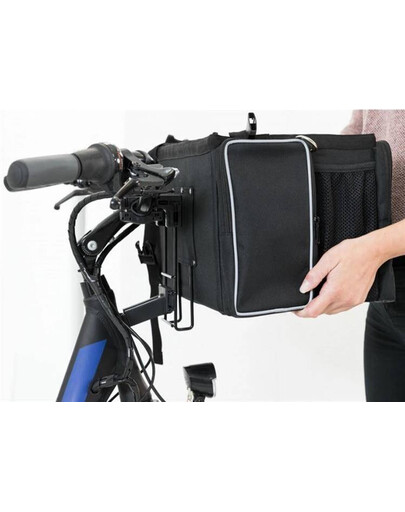 Nosič na přední kolo, černý/šedý, 41 × 26 × 26 cm - pro přepravu psa nebo kočky