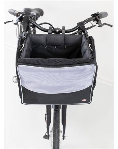 Nosič na přední kolo, černý/šedý, 41 × 26 × 26 cm - pro přepravu psa nebo kočky