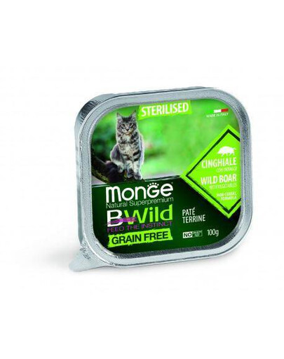 MONGE BWild Sterilized pro sterilizované kočky s divočákem  pro sterilizované dospělé kočky 100 g