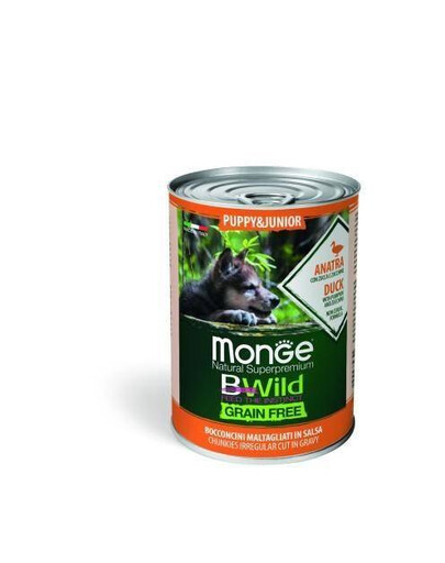 MONGE BWild bezobilné krmivo pro štěňata kachna 400 g