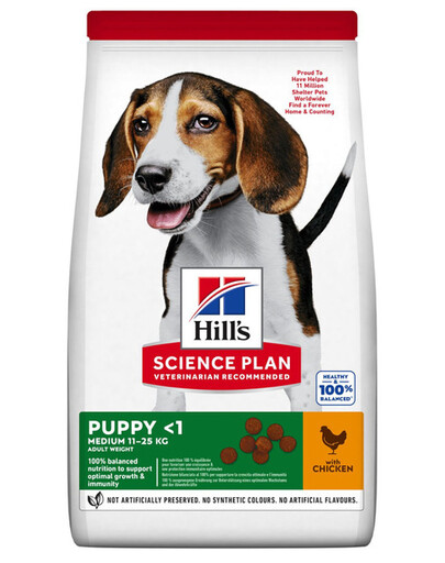 HILL'S Science Plan Puppy Medium Chicken granule pro štěňata středních plemen s kuřecím masem 14 kg