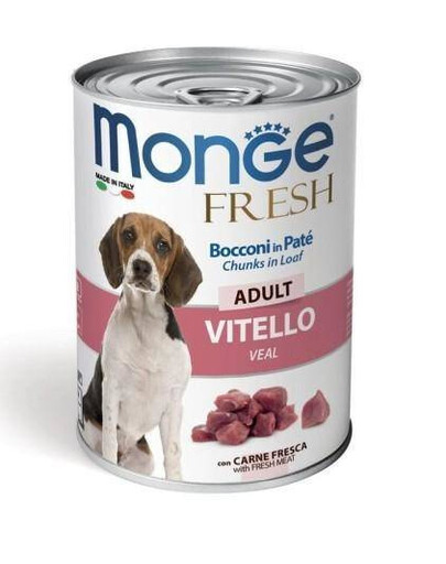 MONGE Fresh Dog Vitello Adult 400 g konzerva pro psy  telecí v těstíčku