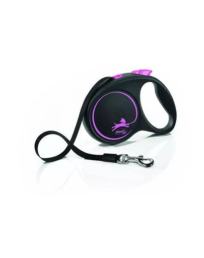 FLEXI Black Design automatické vodítko velikosti M, pásek 5 m barva růžová