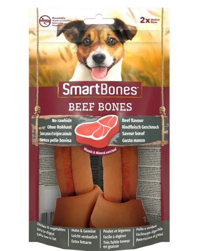 SmartBones hovězí maso střední 2 ks pamlsek pro psy bez přídavku kůže 2 ks