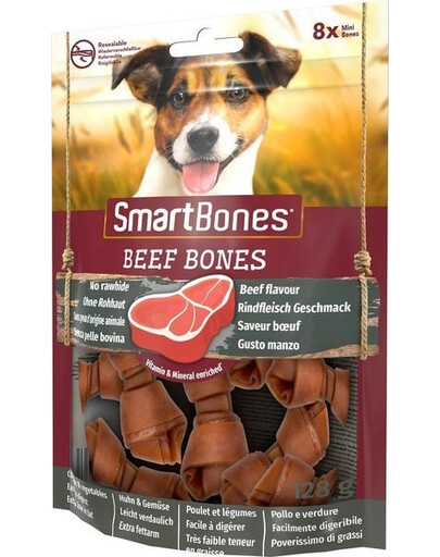 Smart Bones Hovězí mini 8 ks. - pamlsky pro psy bez přidané kůže 8ks.