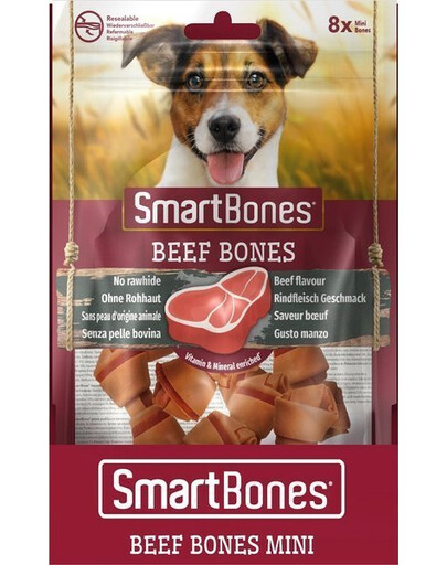 Smart Bones Hovězí mini 8 ks. - pamlsky pro psy bez přidané kůže 8ks.