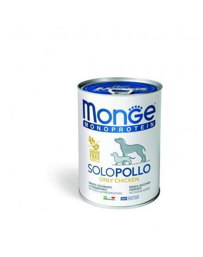 MONGE Monoprotein Solo krmivo pro psy kuře 400 g vlhké krmivo pro psy 400 g