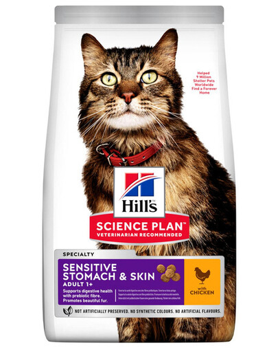 HILL'S Science Plan Cat Adult Dry Chicken Sensitive granule pro kočky s citlivým žaludkem 7 kg