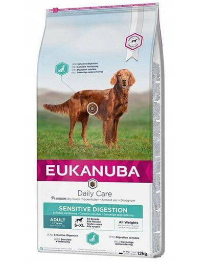 Eukanuba Daily Care Adult Sensitive Digestion 12 kg - granule pro dospělé psy s citlivým žaludkem