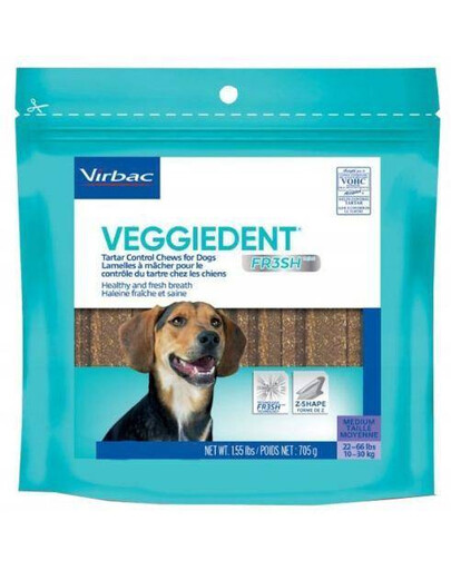 VIRBAC Veggiedent Fresh M (10-30 kg) žvýkací pamlsky pro psy 15 ks