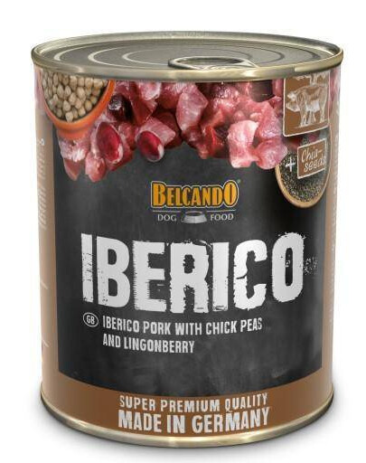 BELCANDO Super Premium Iberico mokré krmivo, vepřové maso, cizrna a borůvky 800 g mokré krmivo pro psy 800 g