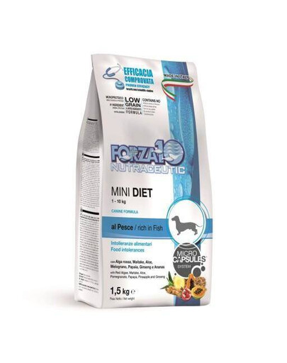 FORZA10 Mini Diet s rybami hypoalergenní granule pro dospělé psy malých plemen 1,5 kg