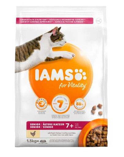 IAMS For Vitality Cat Senior Chicken krmivo pro starší kočky s kuřecím masem 1,5 kg